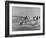 Lifeguards and Members of Womens Swimming Team Start Day by Charging into Surf-Peter Stackpole-Framed Photographic Print