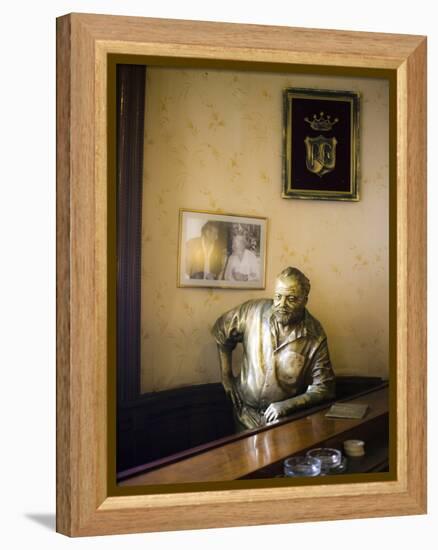 Lifesize Bronze Statue of Author Ernest Hemingway in Bar El Floridita, Havana, Cuba-null-Framed Premier Image Canvas