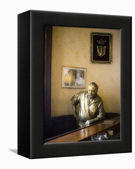 Lifesize Bronze Statue of Author Ernest Hemingway in Bar El Floridita, Havana, Cuba-null-Framed Premier Image Canvas