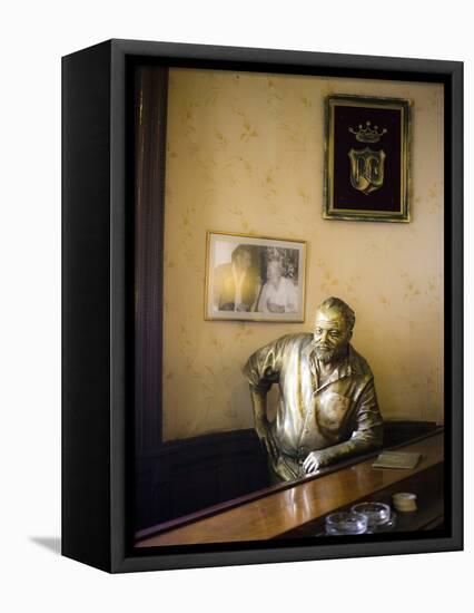 Lifesize Bronze Statue of Author Ernest Hemingway in Bar El Floridita, Havana, Cuba-null-Framed Premier Image Canvas