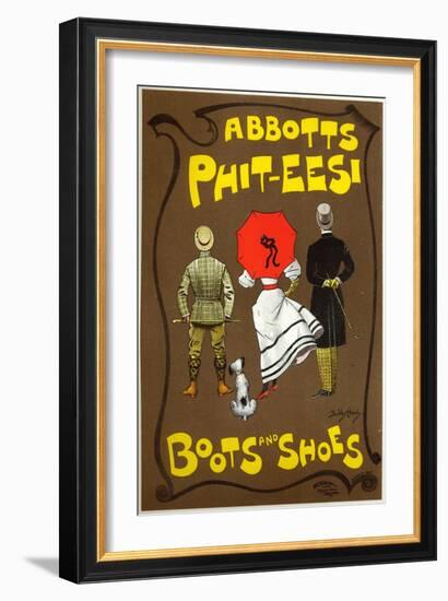 Lifestyle. Fashion. Abbots Phit-Ees, Boots and Shoes Store, London. Poster by Dudley Hardy, England-Dudley Hardy-Framed Giclee Print