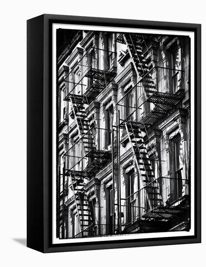 Lifestyle Instant, Fire Staircase, Black and White Photography Vintage, Manhattan, NYC, US-Philippe Hugonnard-Framed Premier Image Canvas