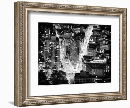 Lifestyle Instant, Flatiron Building by Nigth, Black and White Photography, Manhattan, NYC, US-Philippe Hugonnard-Framed Photographic Print