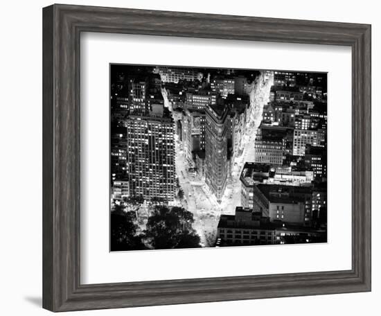 Lifestyle Instant, Flatiron Building by Nigth, Black and White Photography, Manhattan, NYC, US-Philippe Hugonnard-Framed Photographic Print