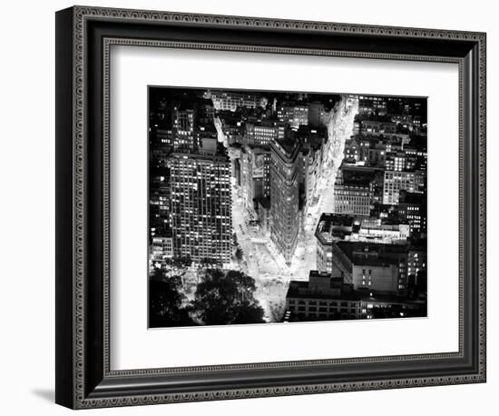 Lifestyle Instant, Flatiron Building by Nigth, Black and White Photography, Manhattan, NYC, US-Philippe Hugonnard-Framed Photographic Print