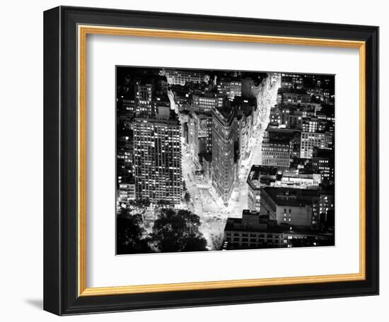 Lifestyle Instant, Flatiron Building by Nigth, Black and White Photography, Manhattan, NYC, US-Philippe Hugonnard-Framed Photographic Print