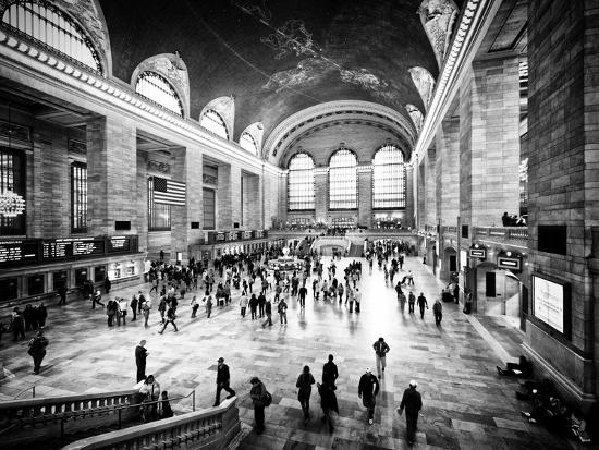 Lifestyle Instant, Grand Central Terminal, Black and White Photography Vintage, Manhattan, NYC, US-Philippe Hugonnard-Framed Photographic Print