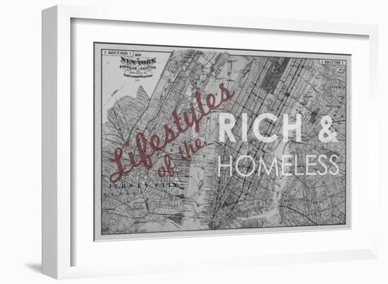 Lifestyles of the Rich & Homeless - 1891, New York, Brooklyn, & Jersey City Map-null-Framed Giclee Print