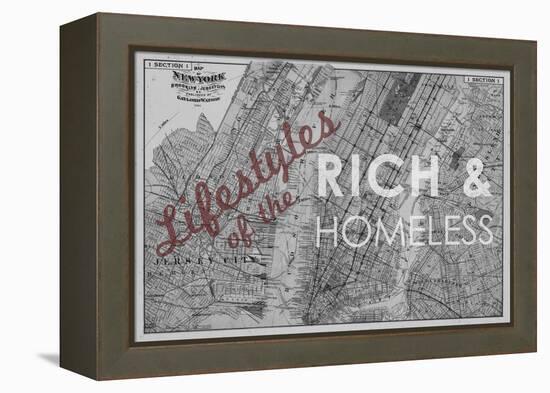 Lifestyles of the Rich & Homeless - 1891, New York, Brooklyn, & Jersey City Map-null-Framed Premier Image Canvas