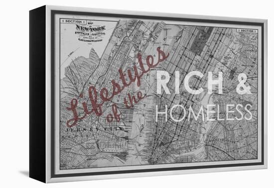 Lifestyles of the Rich & Homeless - 1891, New York, Brooklyn, & Jersey City Map-null-Framed Premier Image Canvas