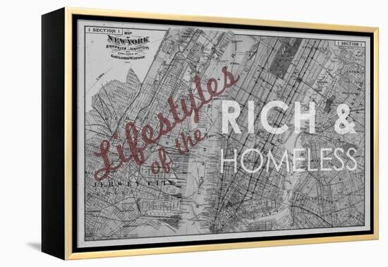 Lifestyles of the Rich & Homeless - 1891, New York, Brooklyn, & Jersey City Map-null-Framed Premier Image Canvas