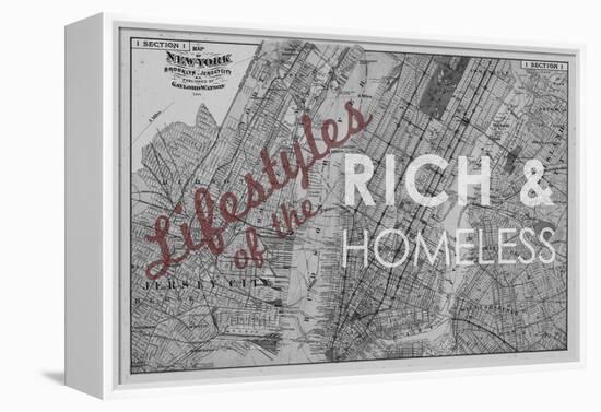 Lifestyles of the Rich & Homeless - 1891, New York, Brooklyn, & Jersey City Map-null-Framed Premier Image Canvas