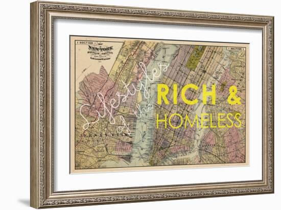 Lifestyles of the Rich & Homeless - 1891, New York, Brooklyn, & Jersey City Map-null-Framed Giclee Print