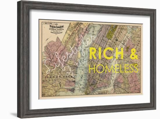 Lifestyles of the Rich & Homeless - 1891, New York, Brooklyn, & Jersey City Map-null-Framed Giclee Print