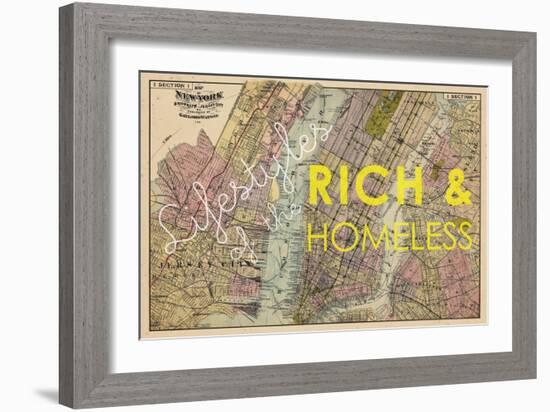 Lifestyles of the Rich & Homeless - 1891, New York, Brooklyn, & Jersey City Map-null-Framed Giclee Print