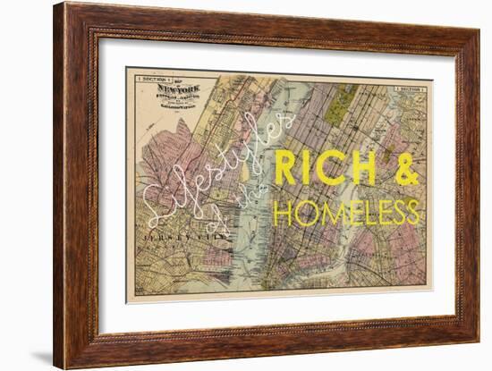 Lifestyles of the Rich & Homeless - 1891, New York, Brooklyn, & Jersey City Map-null-Framed Giclee Print