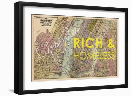 Lifestyles of the Rich & Homeless - 1891, New York, Brooklyn, & Jersey City Map-null-Framed Giclee Print