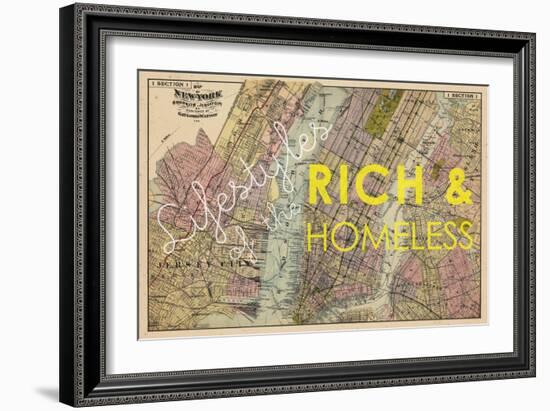 Lifestyles of the Rich & Homeless - 1891, New York, Brooklyn, & Jersey City Map-null-Framed Giclee Print