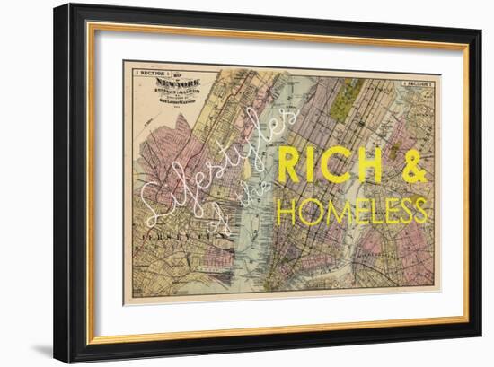 Lifestyles of the Rich & Homeless - 1891, New York, Brooklyn, & Jersey City Map-null-Framed Giclee Print