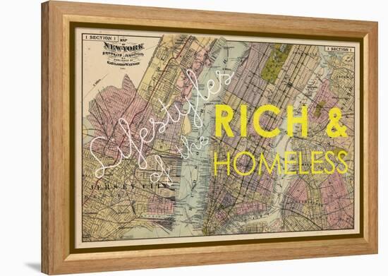 Lifestyles of the Rich & Homeless - 1891, New York, Brooklyn, & Jersey City Map-null-Framed Premier Image Canvas