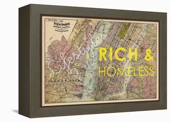 Lifestyles of the Rich & Homeless - 1891, New York, Brooklyn, & Jersey City Map-null-Framed Premier Image Canvas