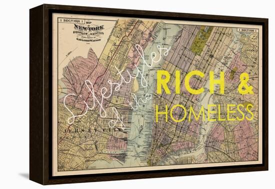 Lifestyles of the Rich & Homeless - 1891, New York, Brooklyn, & Jersey City Map-null-Framed Premier Image Canvas