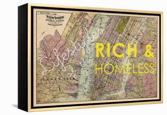Lifestyles of the Rich & Homeless - 1891, New York, Brooklyn, & Jersey City Map-null-Framed Premier Image Canvas