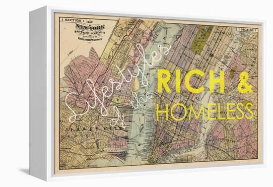 Lifestyles of the Rich & Homeless - 1891, New York, Brooklyn, & Jersey City Map-null-Framed Premier Image Canvas