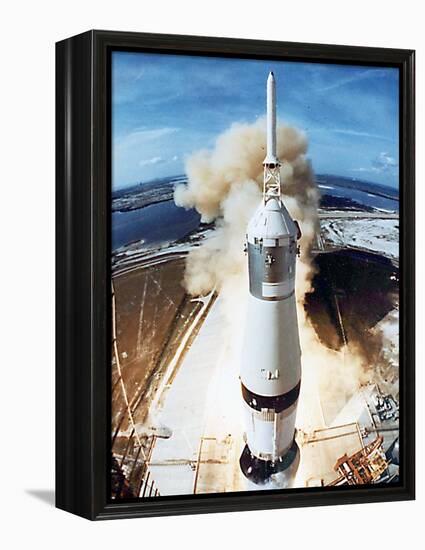 Lift Off of Apollo 11 Mission, with Neil Armstrong, Michael Collins, Edwin Buzz Aldrin, July 1969-null-Framed Stretched Canvas