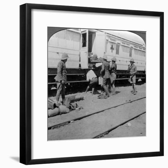 Lifting Wounded Soldiers onto a Hospital Train, East Africa, World War I, 1914-1918-null-Framed Photographic Print