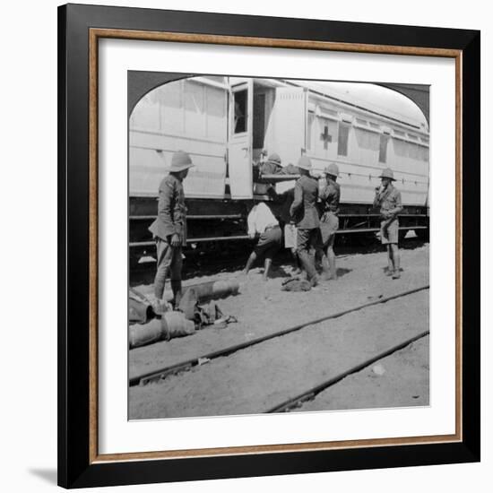 Lifting Wounded Soldiers onto a Hospital Train, East Africa, World War I, 1914-1918-null-Framed Photographic Print