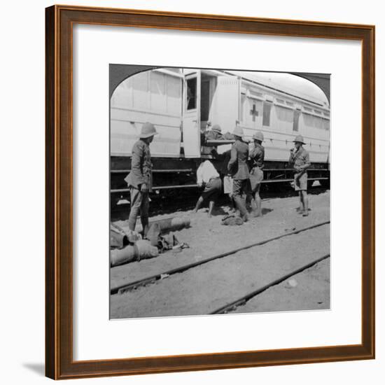 Lifting Wounded Soldiers onto a Hospital Train, East Africa, World War I, 1914-1918-null-Framed Photographic Print