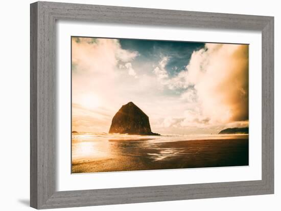 Light and Cloud Magic at Haystack Rock, Cannon Beach, Oregon Coast-Vincent James-Framed Photographic Print