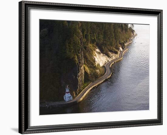 Light Beacon on the Seawall Promenade in Stanley Park, Burrard Inlet, Vancouver-Christian Kober-Framed Photographic Print