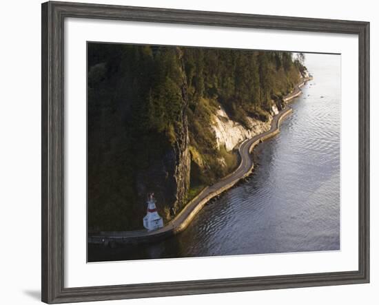 Light Beacon on the Seawall Promenade in Stanley Park, Burrard Inlet, Vancouver-Christian Kober-Framed Photographic Print