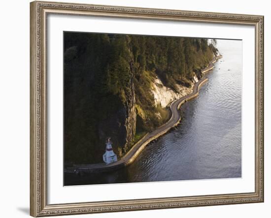 Light Beacon on the Seawall Promenade in Stanley Park, Burrard Inlet, Vancouver-Christian Kober-Framed Photographic Print