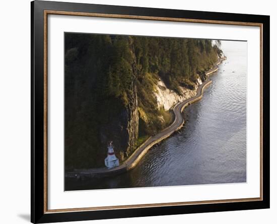 Light Beacon on the Seawall Promenade in Stanley Park, Burrard Inlet, Vancouver-Christian Kober-Framed Photographic Print