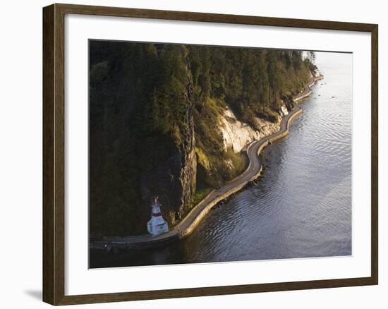 Light Beacon on the Seawall Promenade in Stanley Park, Burrard Inlet, Vancouver-Christian Kober-Framed Photographic Print