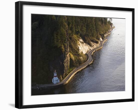 Light Beacon on the Seawall Promenade in Stanley Park, Burrard Inlet, Vancouver-Christian Kober-Framed Photographic Print