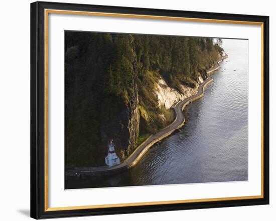 Light Beacon on the Seawall Promenade in Stanley Park, Burrard Inlet, Vancouver-Christian Kober-Framed Photographic Print