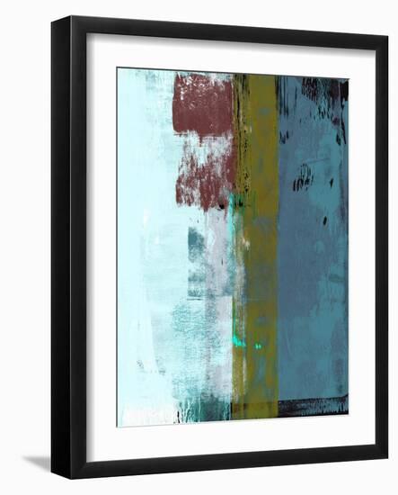 Light Blue and Olive Abstract Composition I-Alma Levine-Framed Art Print