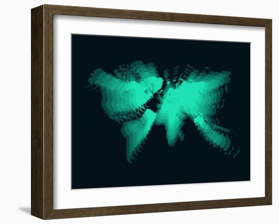 Light Blue Radiant World Map-NaxArt-Framed Art Print