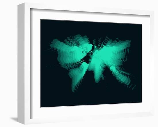 Light Blue Radiant World Map-NaxArt-Framed Art Print