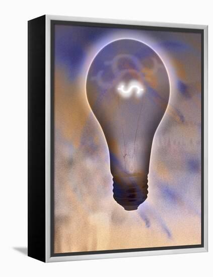 Light Bulb and Dollar Sign-null-Framed Premier Image Canvas