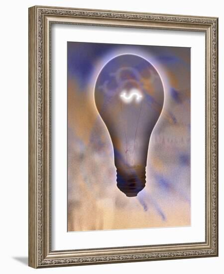 Light Bulb and Dollar Sign-null-Framed Photographic Print