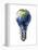 Light Bulb with Planet Earth Inside Glass, Asia View-null-Framed Stretched Canvas