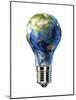 Light Bulb with Planet Earth Inside Glass, Asia View-null-Mounted Art Print