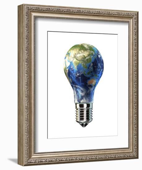 Light Bulb with Planet Earth Inside Glass, Asia View-null-Framed Premium Giclee Print