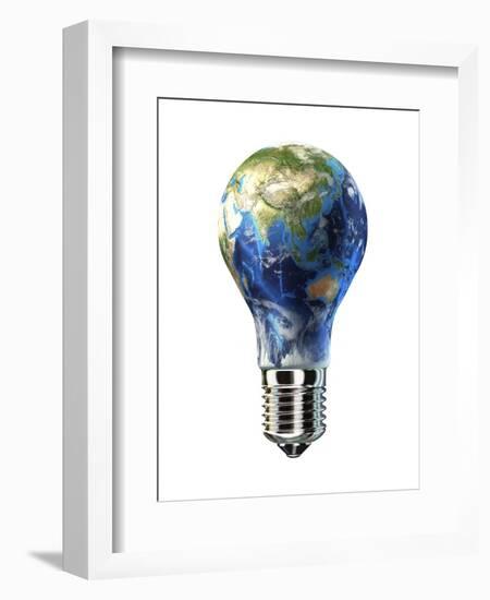 Light Bulb with Planet Earth Inside Glass, Asia View-null-Framed Premium Giclee Print