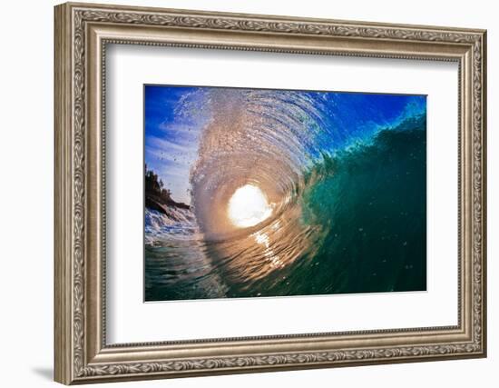 Light Burst-Wave breaking off N. Stradbroke Island, Queensland, Australia-Mark A Johnson-Framed Photographic Print